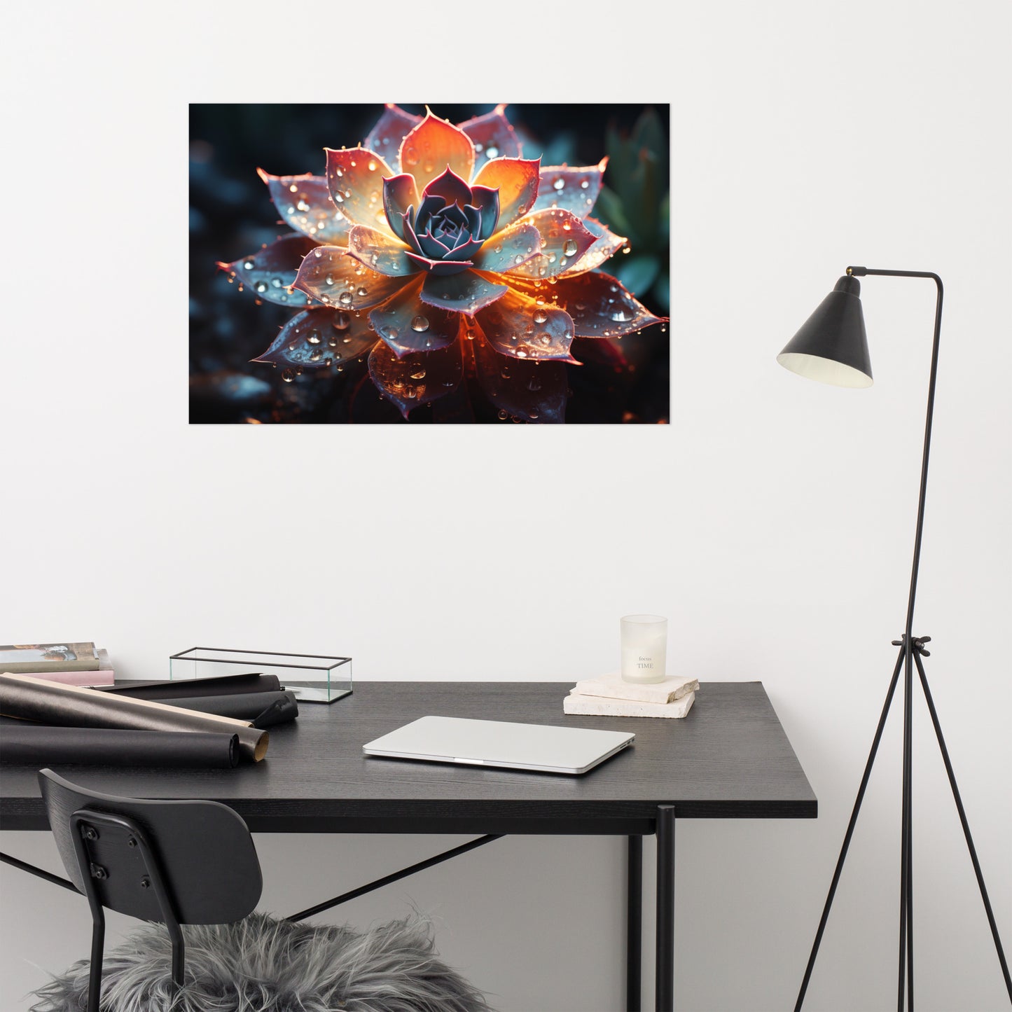 Illuminated Echeveria Surreal - Digital Artwork Loose Art Print