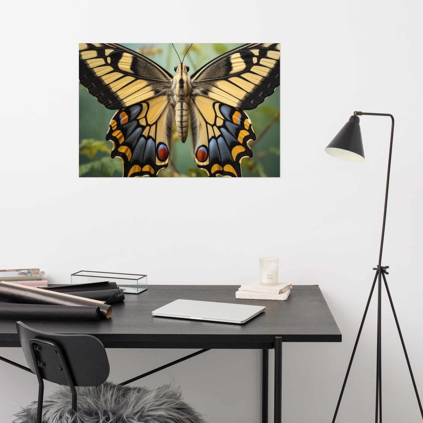 Kaleidoscope of Color Swallowtail Butterfly Close-up Photorealism - Digital Artwork Loose Art Print