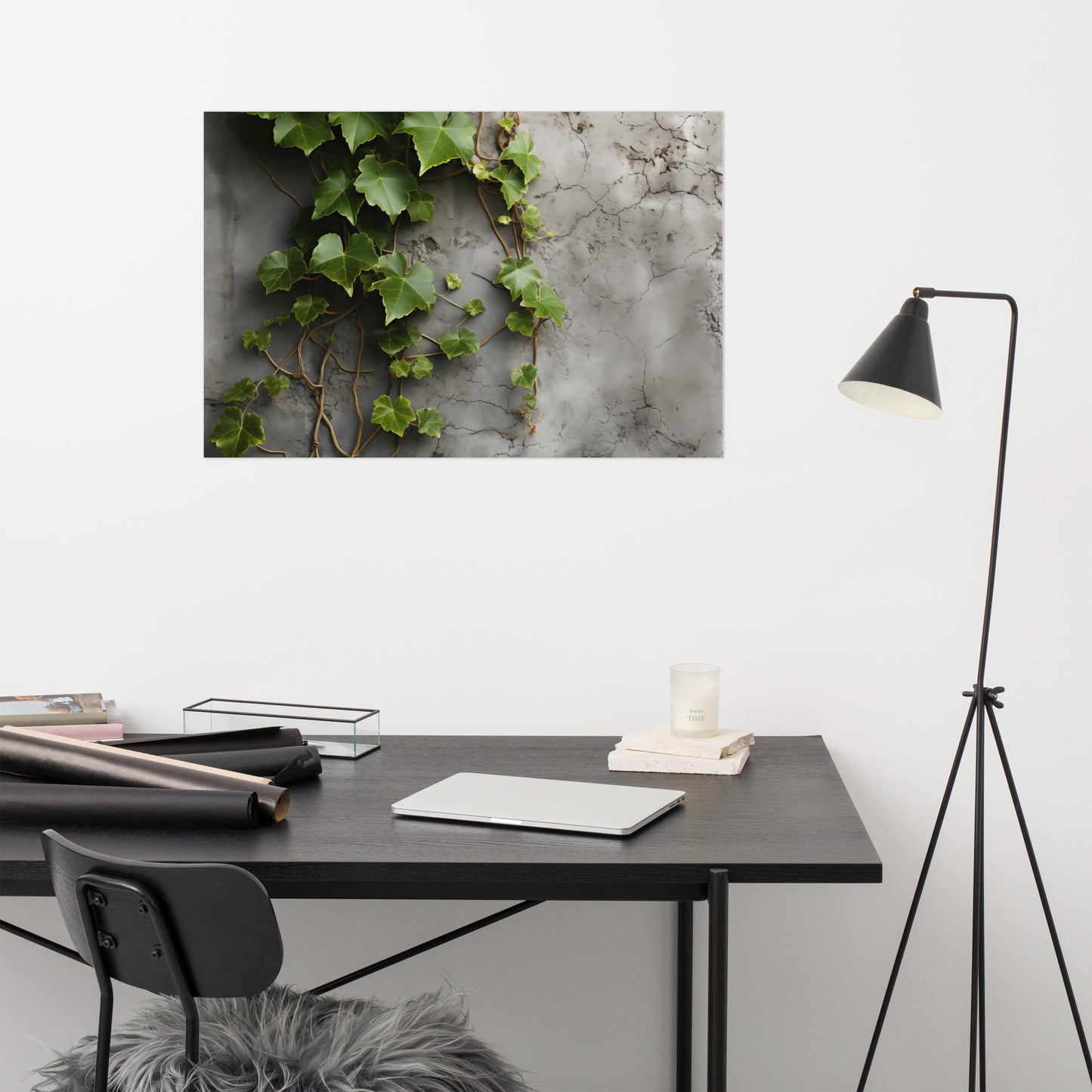 Life on the Wall - Ivy on Stone Photorealism - Digital Artwork Loose Art Print