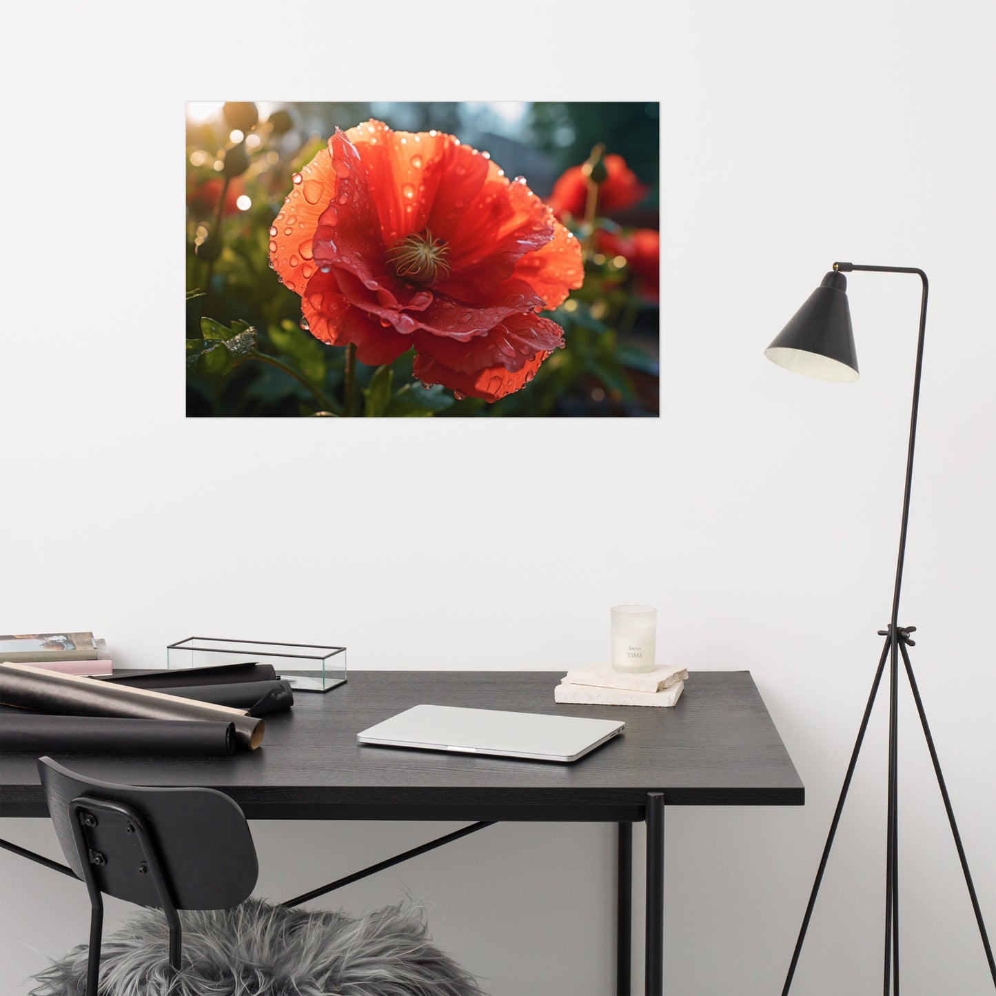 Lonely Crimson Photorealism - Digital Artwork Loose Art Print