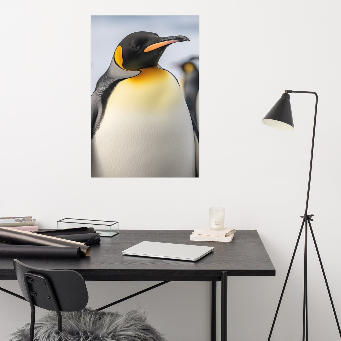 Majestic Penguin Glare Photorealism - Digital Artwork Loose Art Print