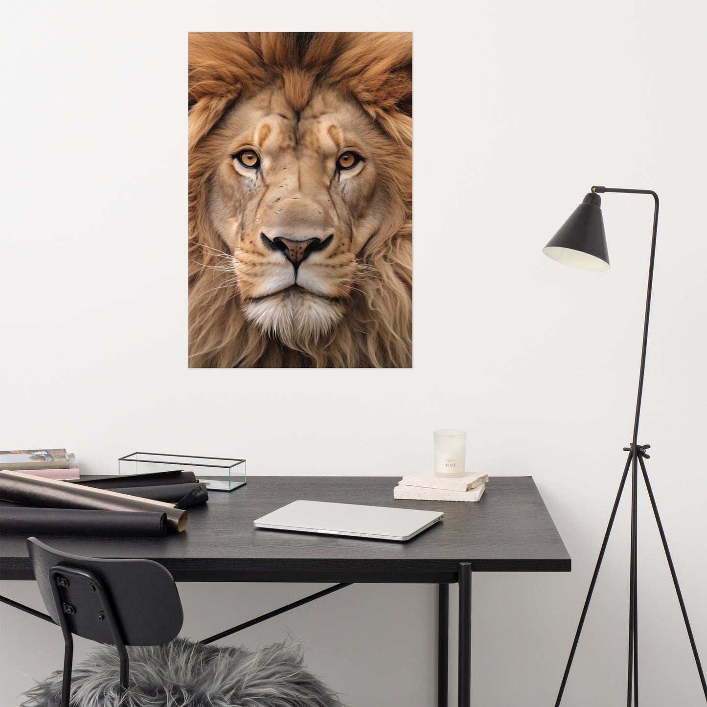 Mane Attraction Lion Photorealism - Digital Artwork Loose Art Print