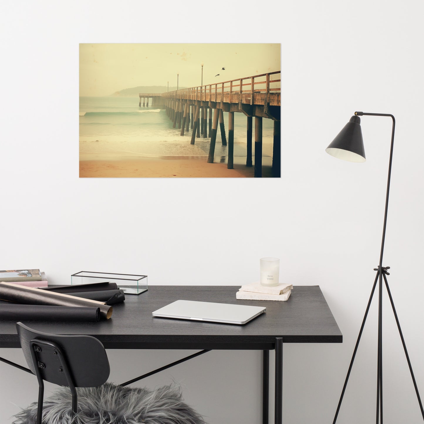 Memories of the Beach Subdued Retro Coastal Photorealism - Digital Artwork Loose Art Print