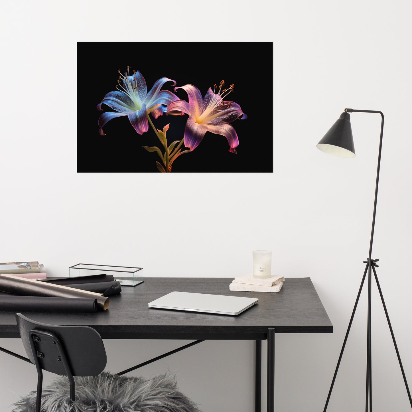 Luminous Lilies Illustration - Digital Artwork Loose Art Print