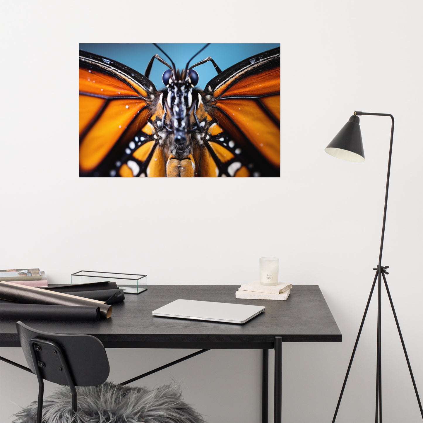 Monarch Macro - Butterfly Close-up Photorealism - Digital Artwork Loose Art Print