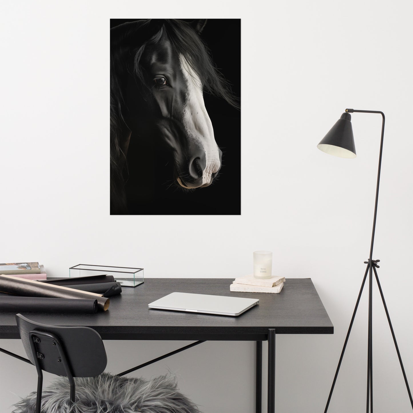 Moonlit Mane Photorealism - Digital Artwork Loose Art Print