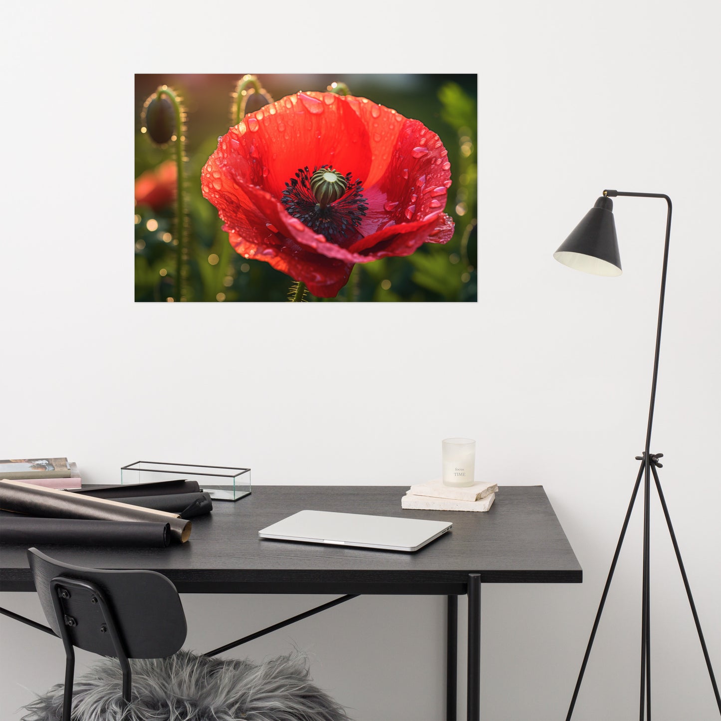 Nature's Red Jewel Photorealism - Digital Artwork Loose Art Print