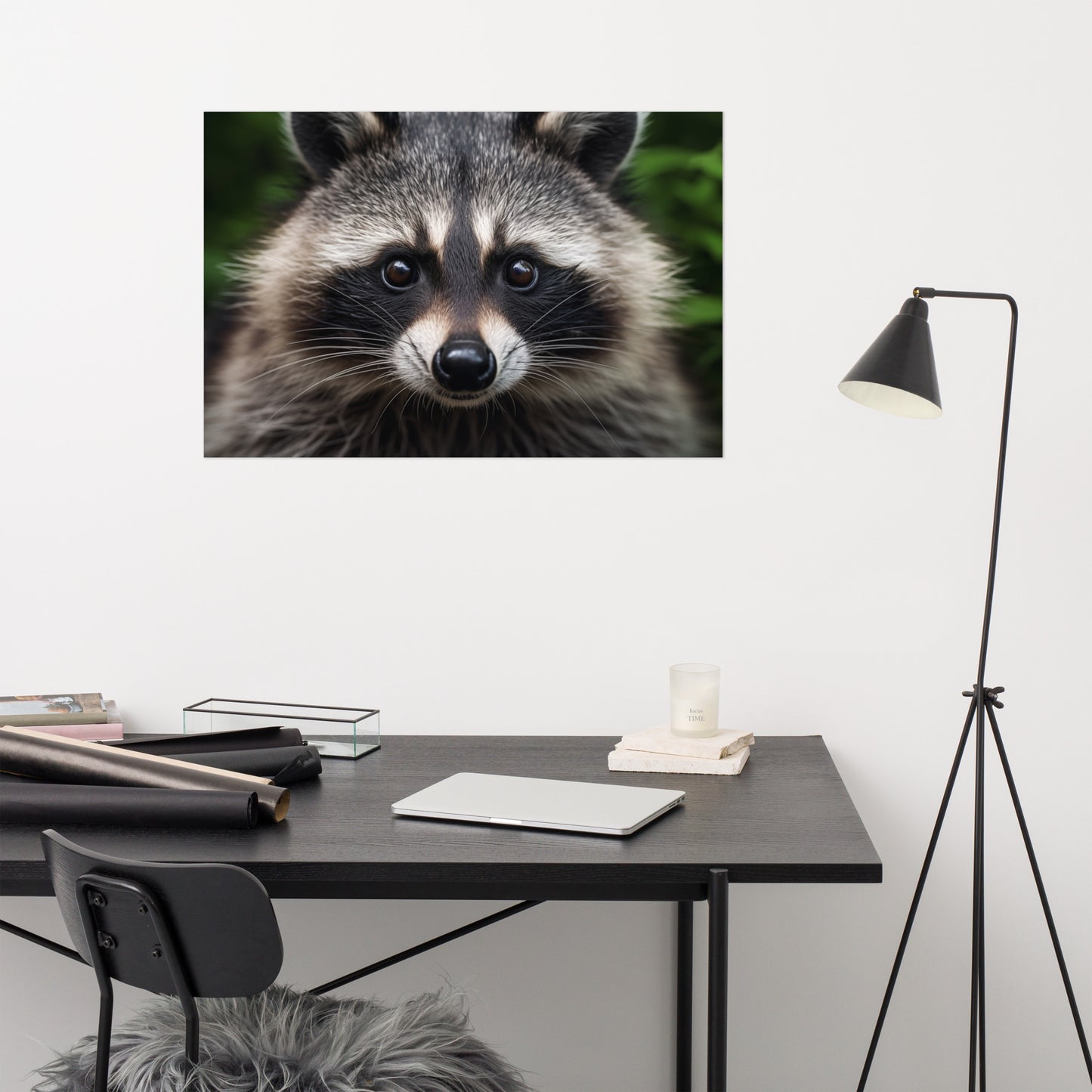 Night Prowler Raccoon Portrait Photorealism - Digital Artwork Loose Art Print