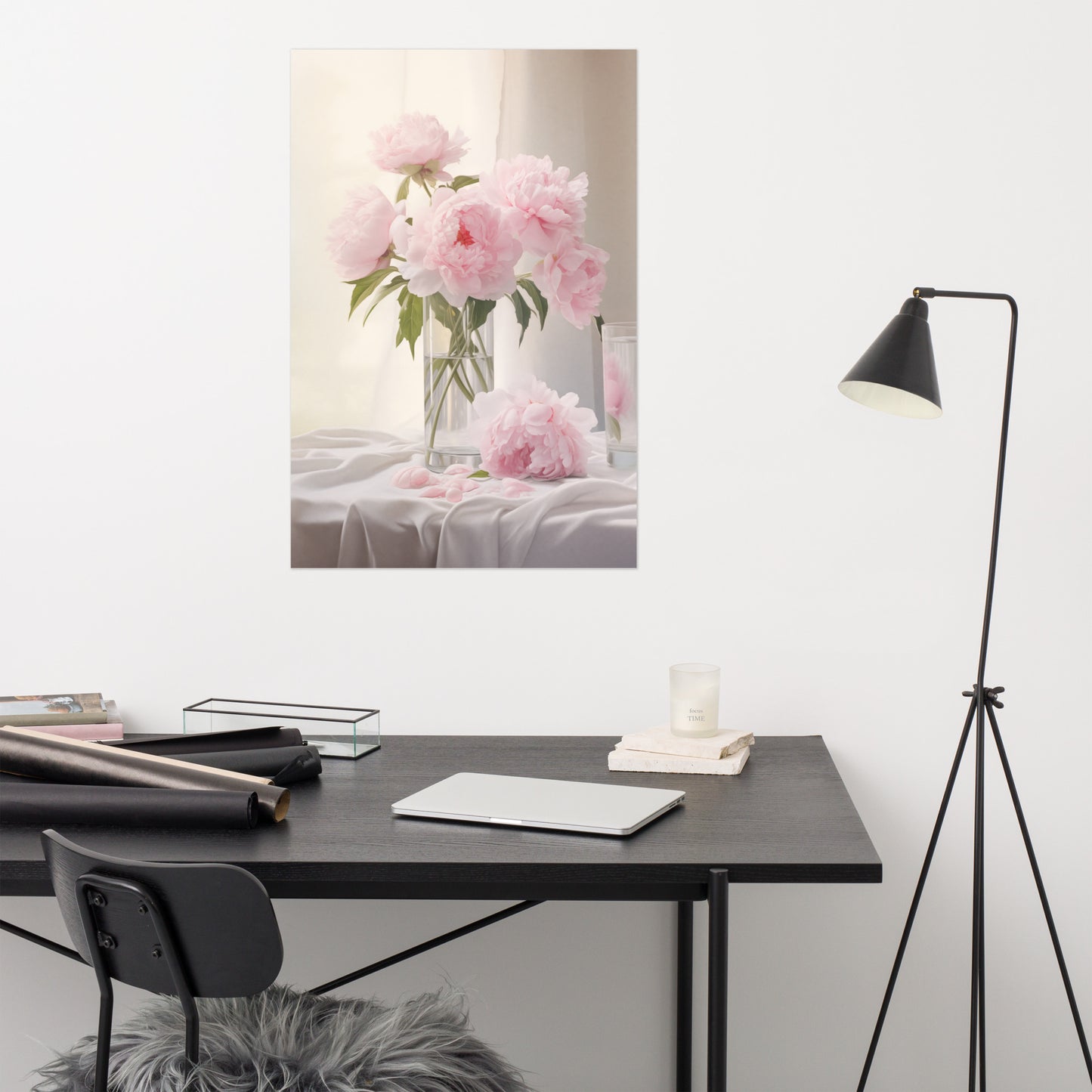 Peonies in Repose Photorealism - Digital Artwork Loose Art Print