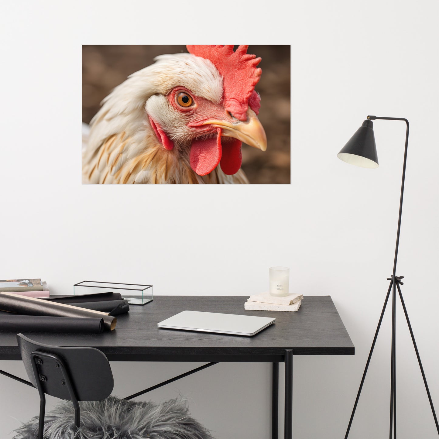 Portrait of a Hen Photorealism - Digital Artwork Loose Art Print