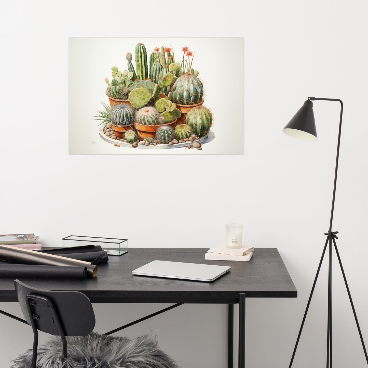 Potted Cacti Still Life Cactus Illustration Pencil Drawing - Digital Artwork Loose Art Print