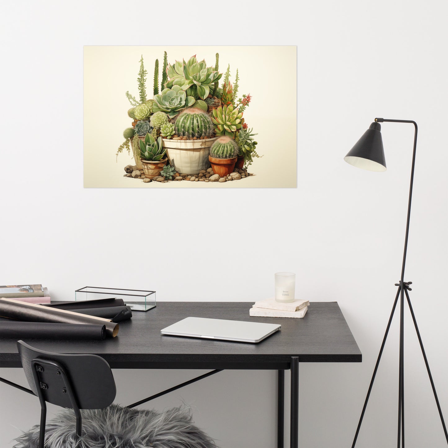 Prickly Paradise Cactus Illustration Pencil Drawing - Digital Artwork Loose Art Print