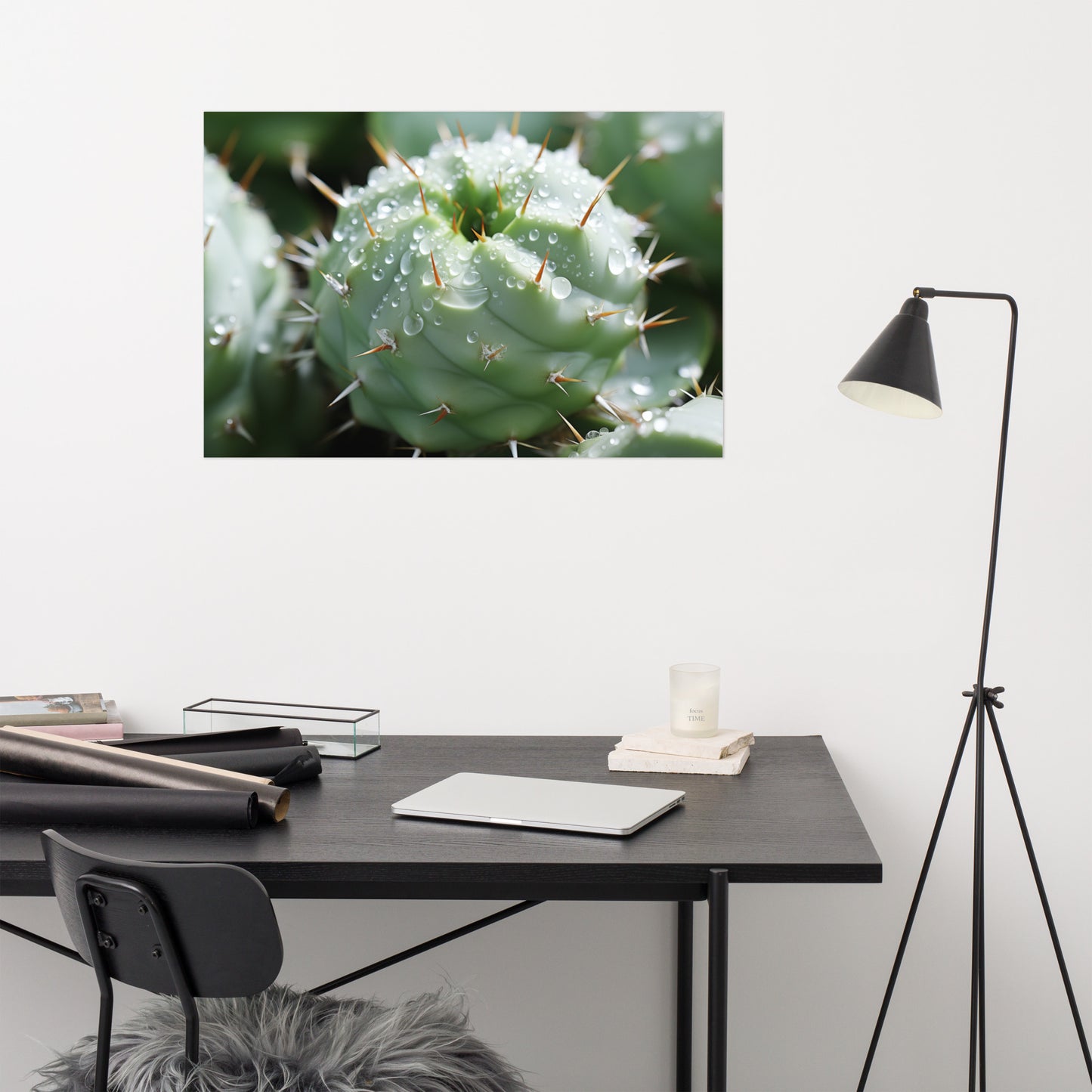 Prickly Pearls Succulent Photorealism - Digital Artwork Loose Art Print