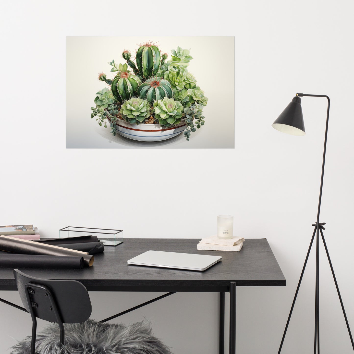 Prickly Serenade Cactus Watercolor Painting - Digital Artwork Loose Art Print