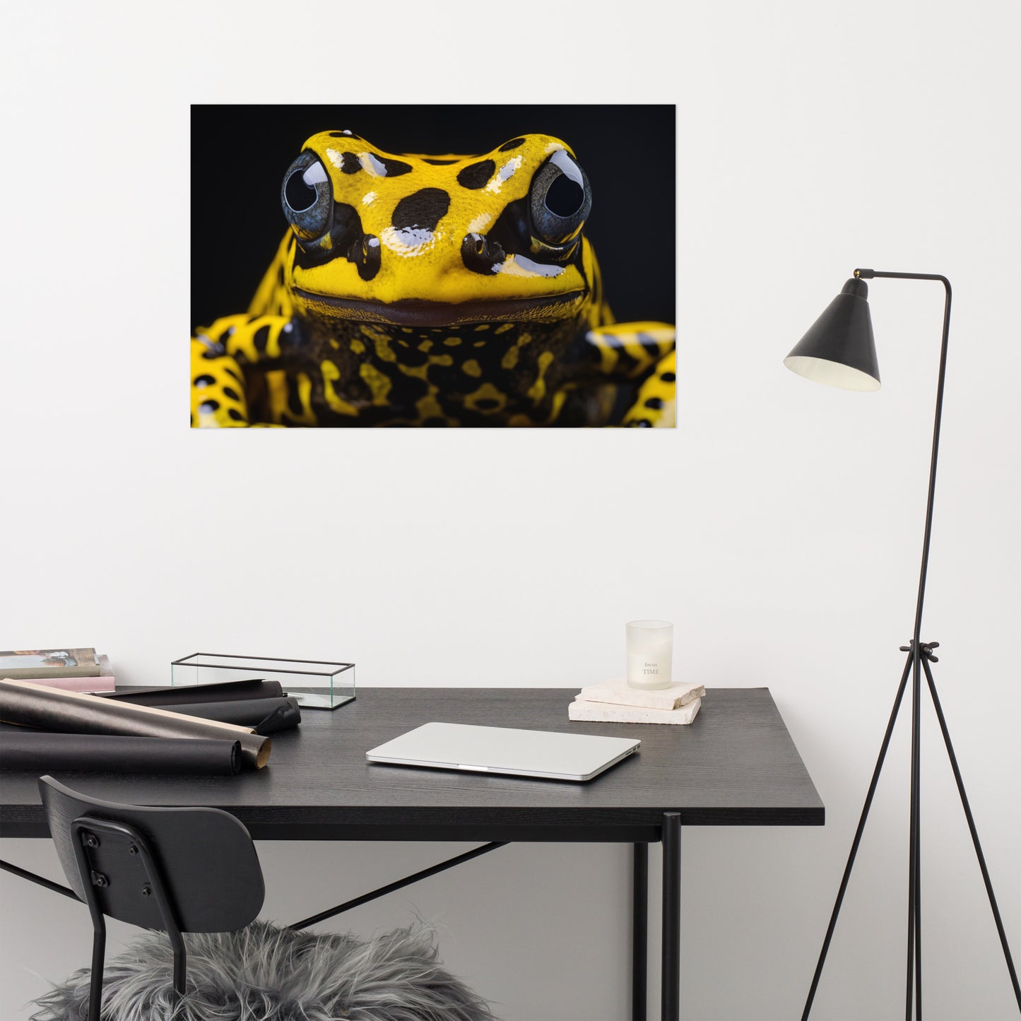 Radiant Amphibian Poison Dart Frog Close-up Photorealism - Digital Artwork Loose Art Print