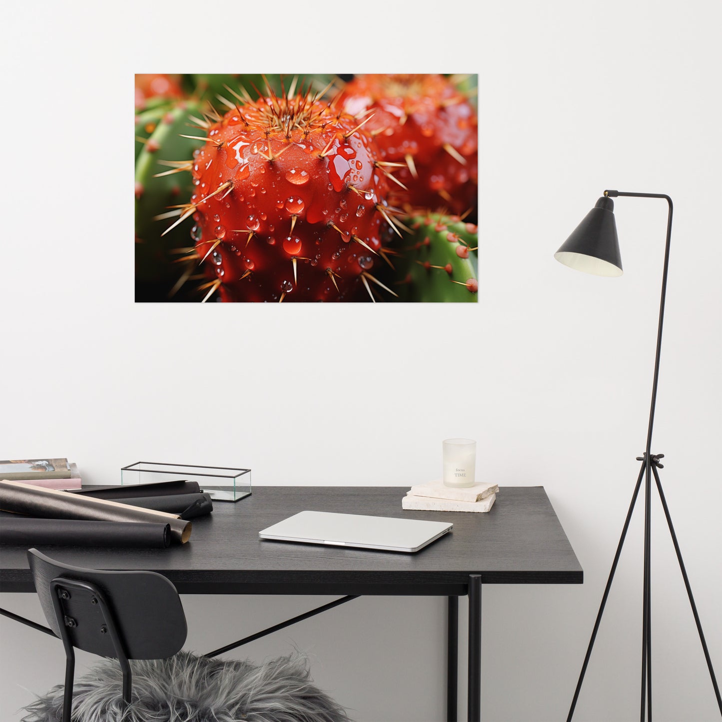 Resilient Radiance Cactus Photorealism - Digital Artwork Loose Art Print