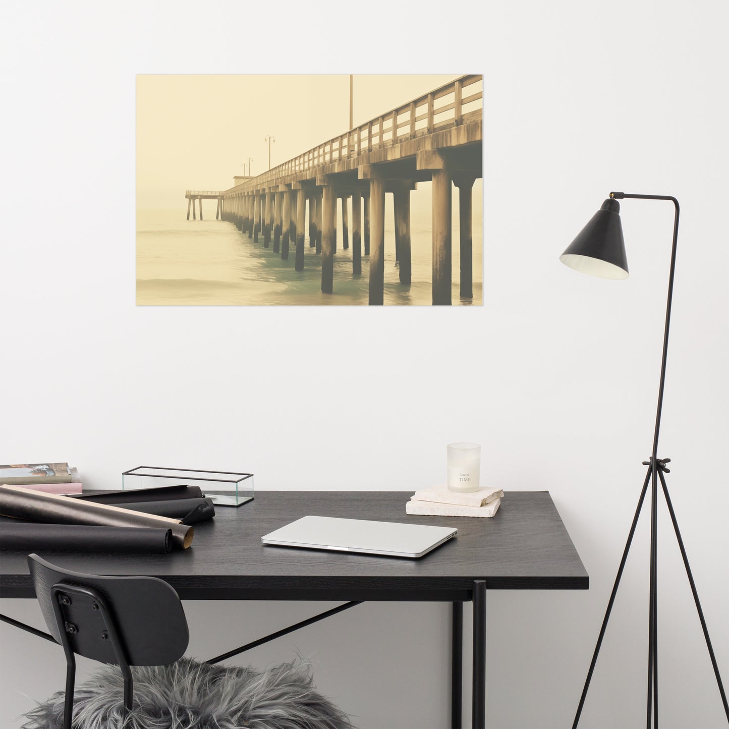 Retro Beach Vibes Subdued Coastal Photorealism - Digital Artwork Loose Art Print