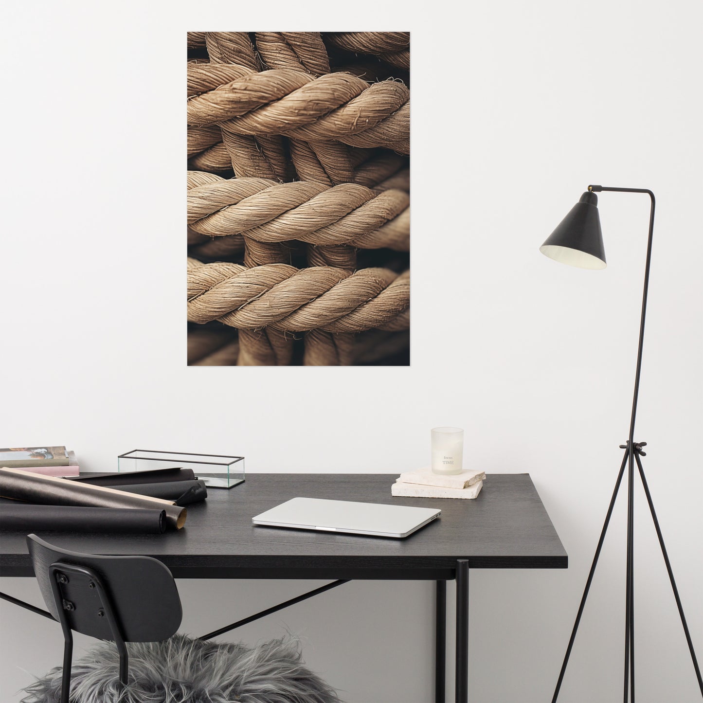 Ropes Embrace Texture Ropes Photorealism - Digital Artwork Loose Art Print