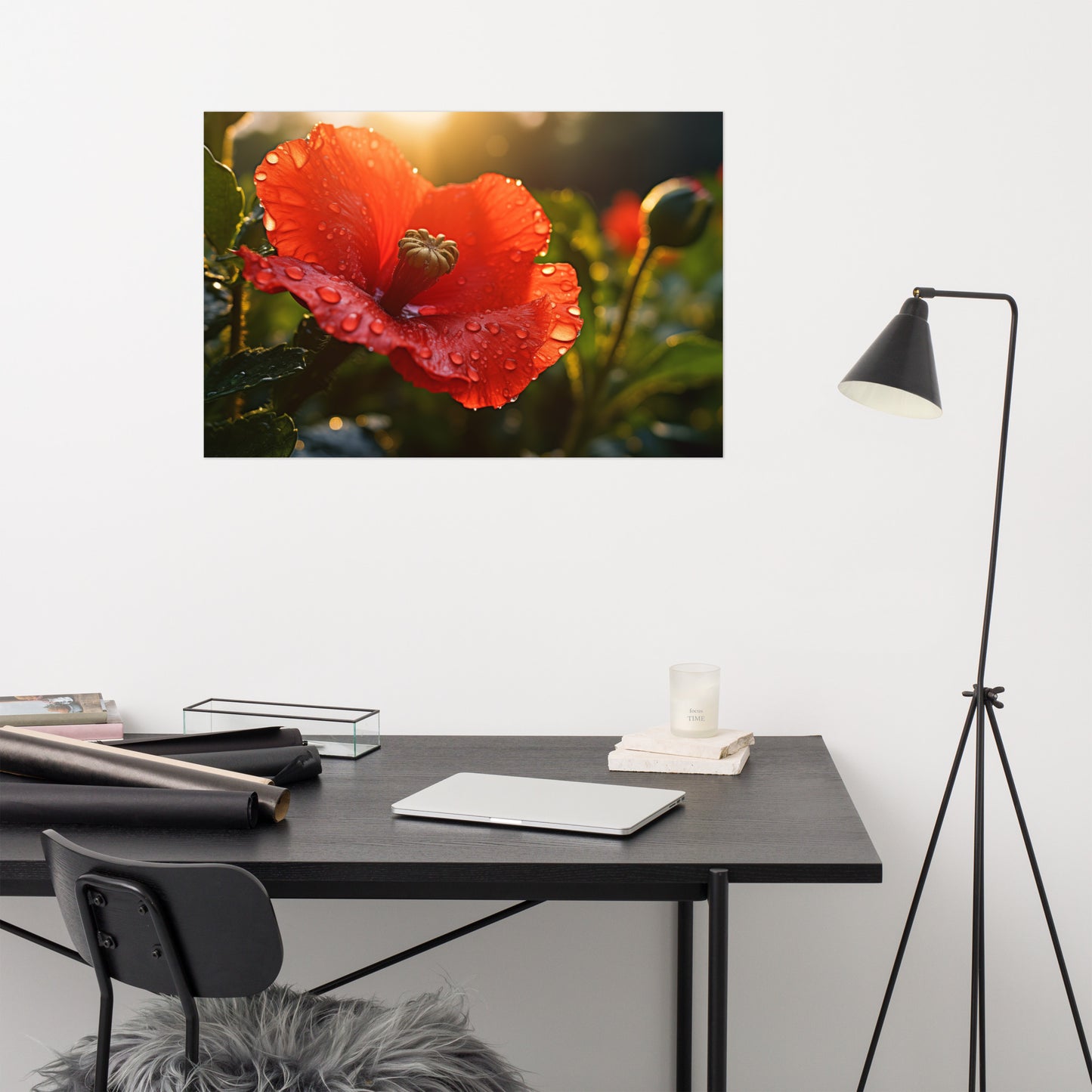 Ruby Reflections Photorealism - Digital Artwork Loose Art Print