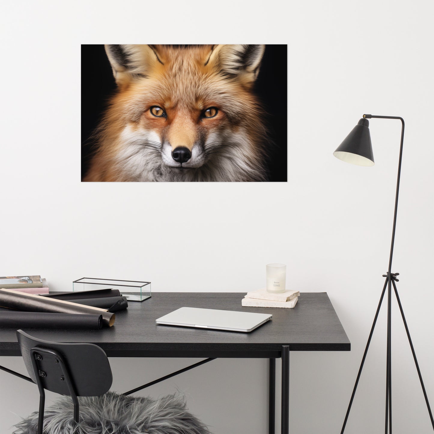 Russet Royalty Red Fox Portrait Photorealism - Digital Artwork Loose Art Print