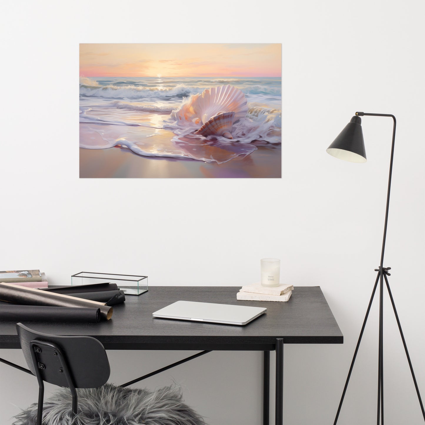 Seashell Serenade Pastel Painting - Digital Artwork Loose Art Print