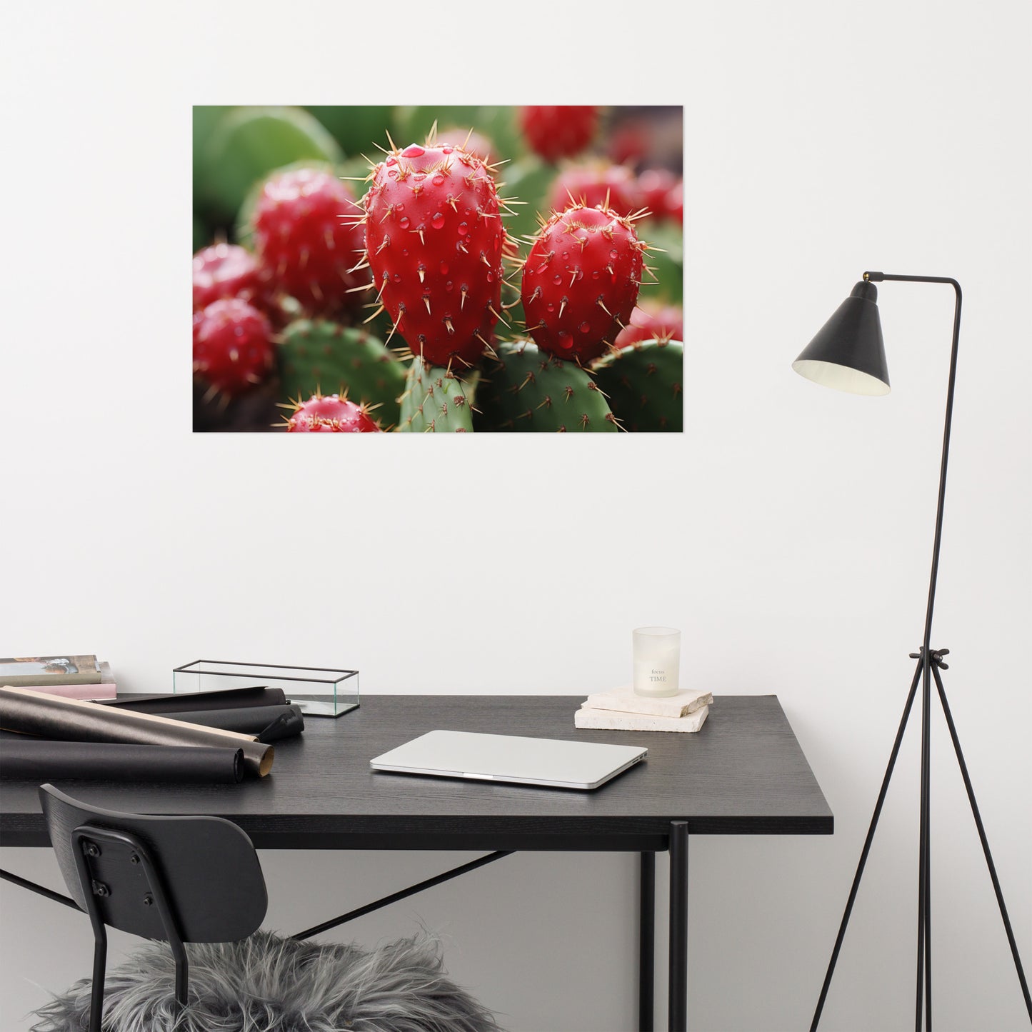 Spiny Symphony Cactus Photorealism - Digital Artwork Loose Art Print