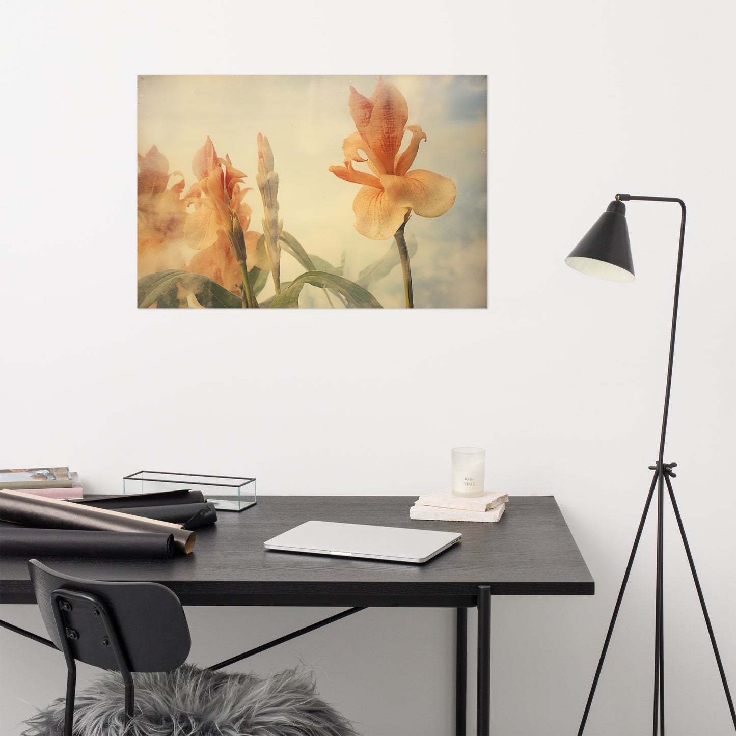 Sunlit Petals Vintage Subdued Photorealism - Digital Artwork Loose Art Print