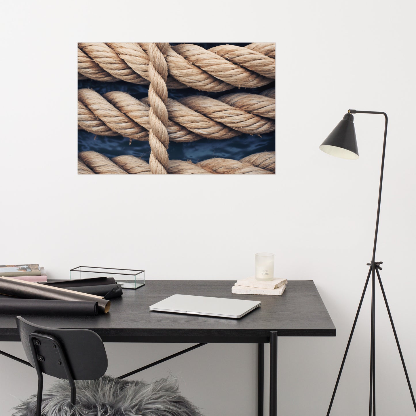 Textured Simplicity Ropes Photorealism - Digital Artwork Loose Art Print