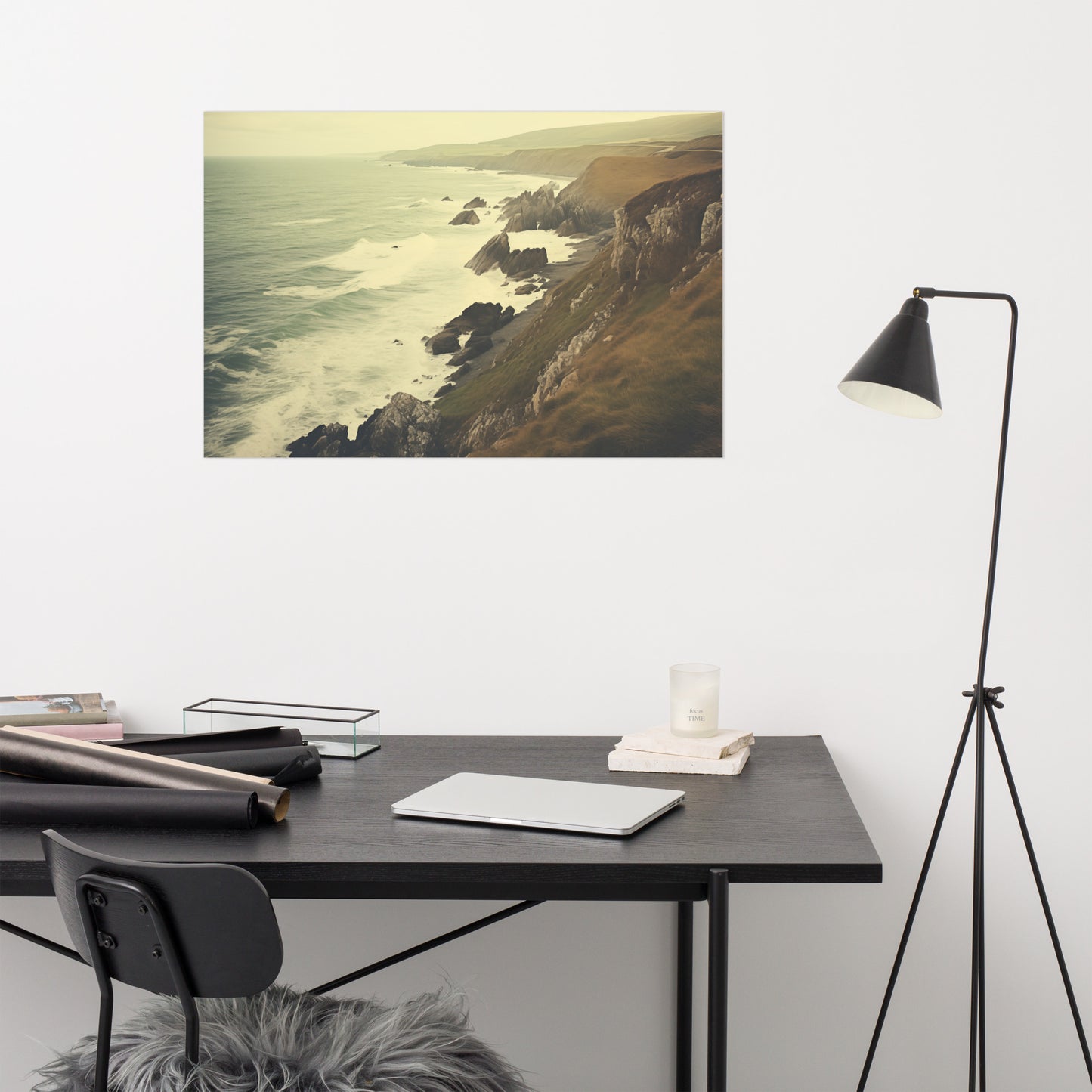 The Allure of Time Subdued Retro Coastal Photorealism - Digital Artwork Loose Art Print