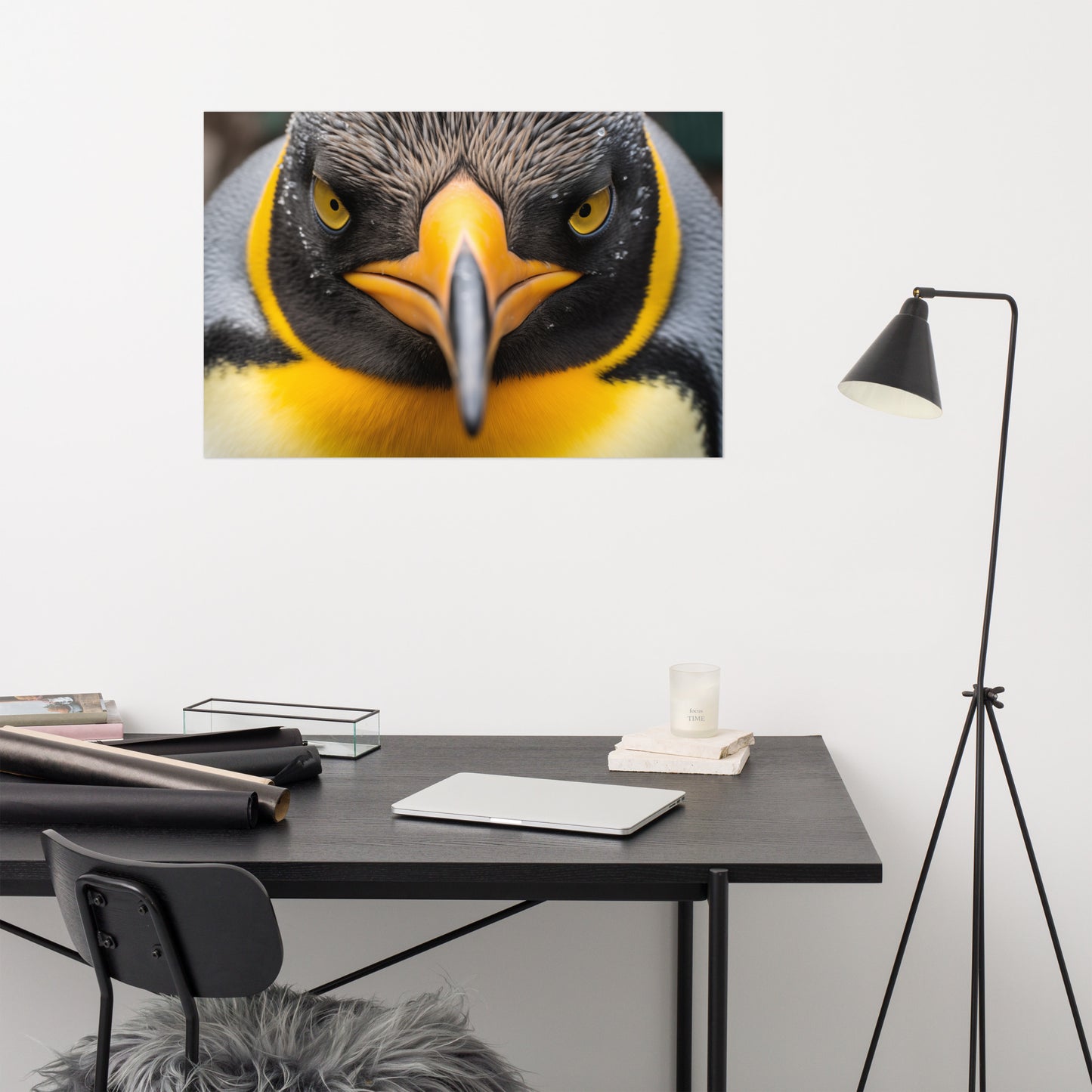 The Emperor's Stare Penguins Photorealism - Digital Artwork Loose Art Print