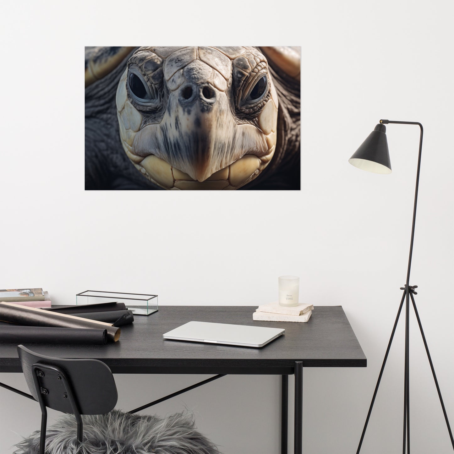 The Silent Observer Olive Ridley Turtle Close-up Photorealism - Digital Artwork Loose Art Print