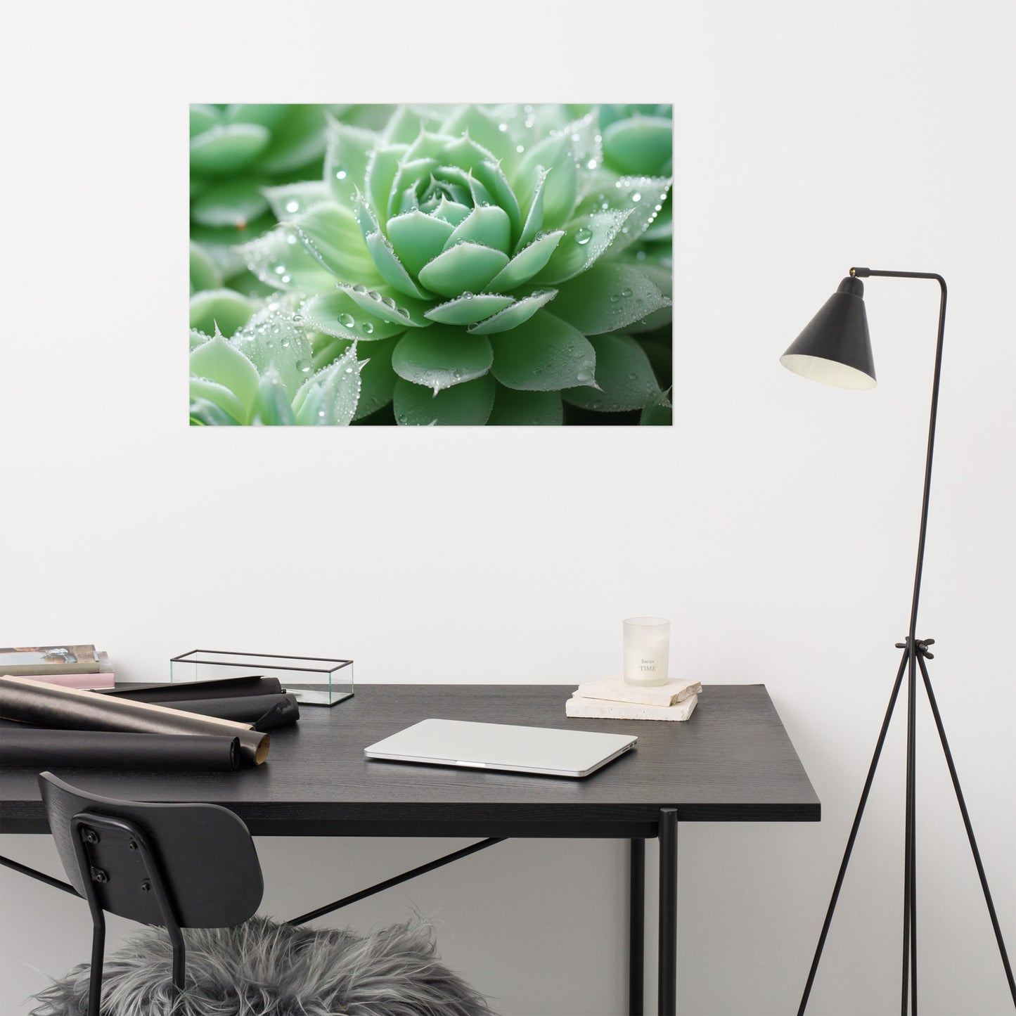 The Heart of Green Succulent Photorealism - Digital Artwork Loose Art Print