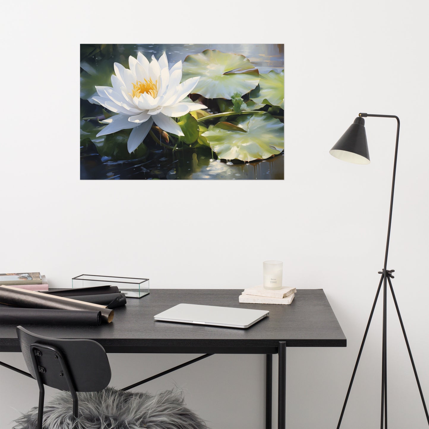 The Lotus's Light Oil Painting - Digital Artwork Loose Art Print