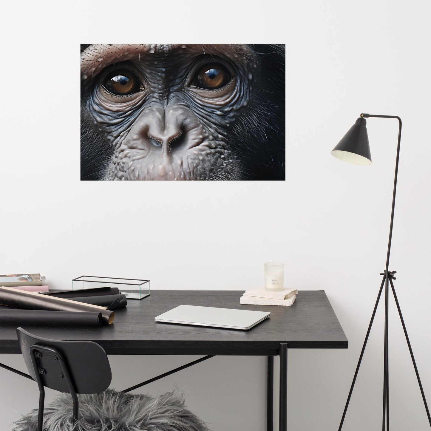 The Chimpanzee Who Stole My Heart Close-up Photorealism - Digital Artwork Loose Art Print