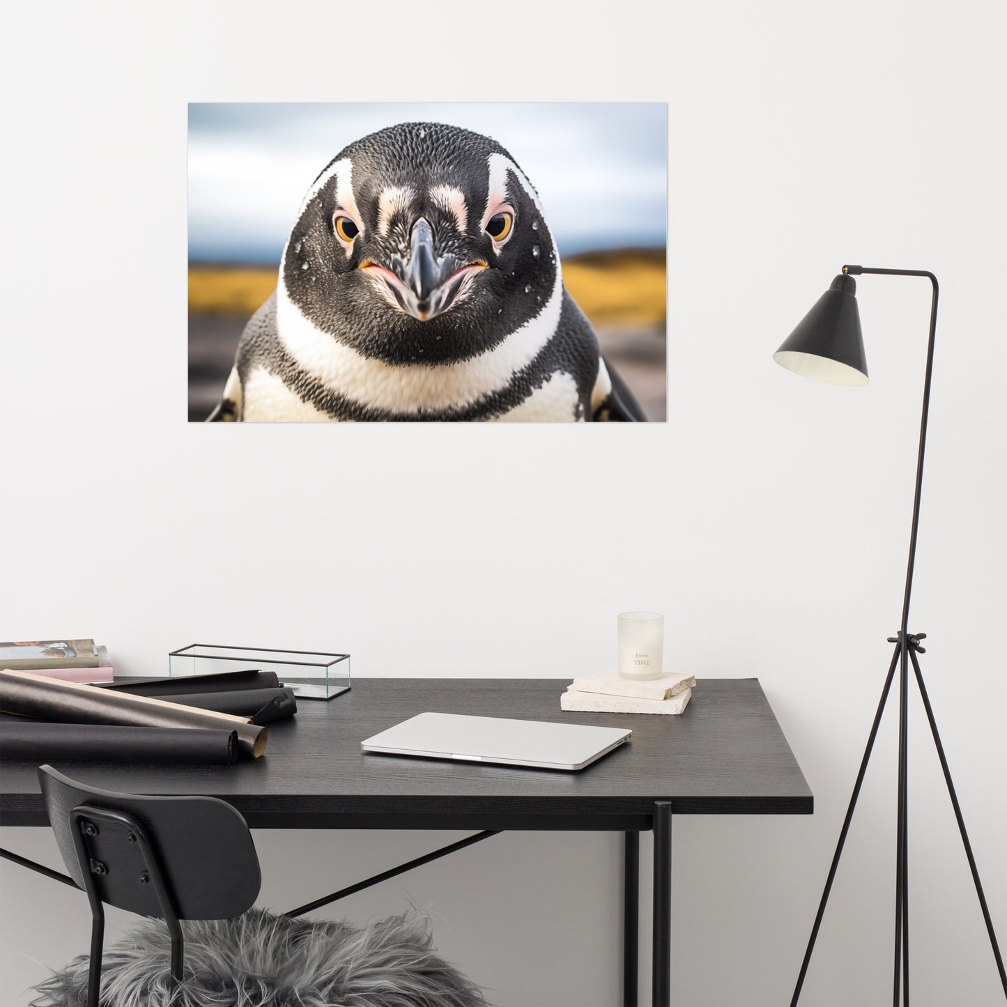 The Stare Down Penguins Photorealism - Digital Artwork Loose Art Print