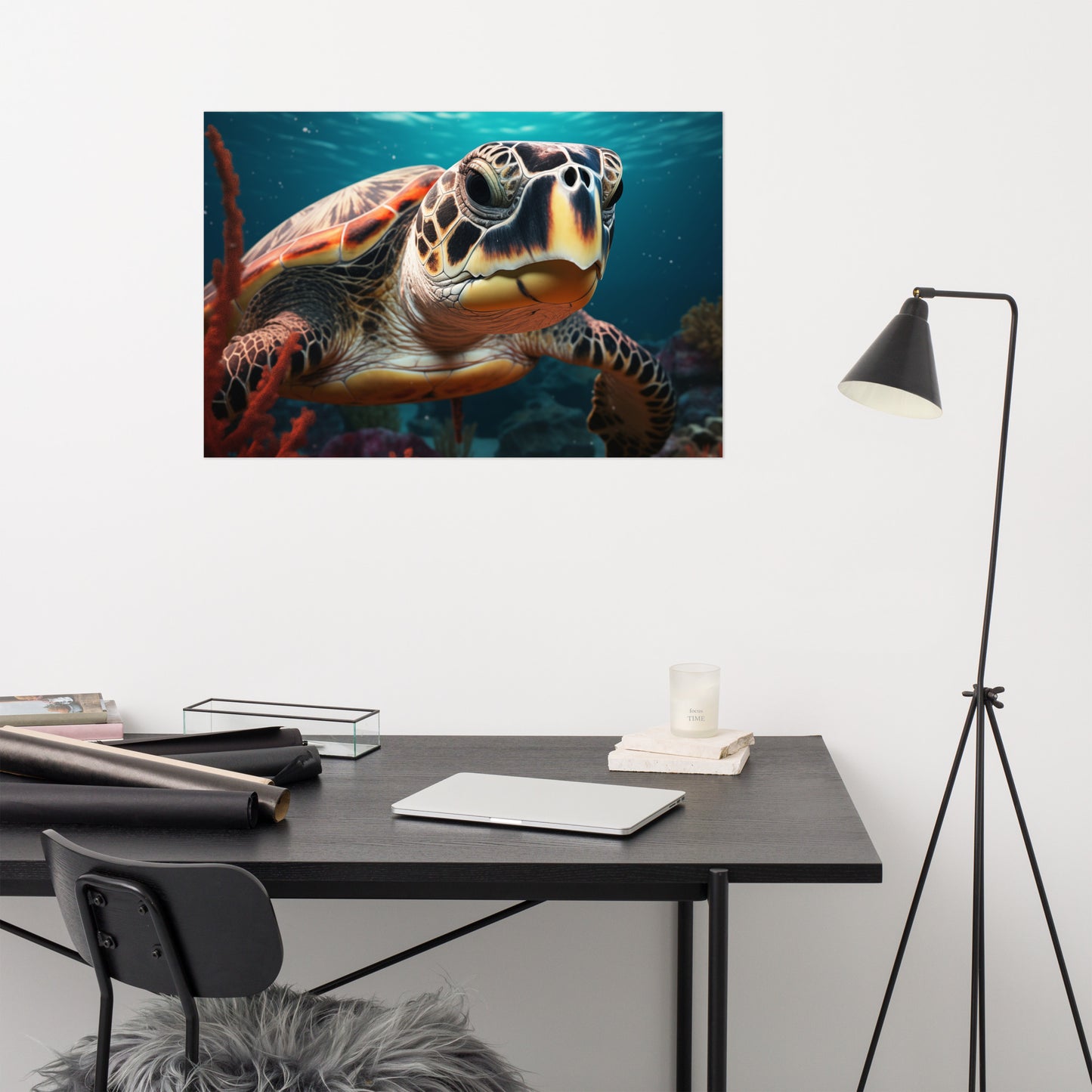 The Turtle's Tale Sea Turtle Coastal Illustration - Digital Artwork Loose Art Print