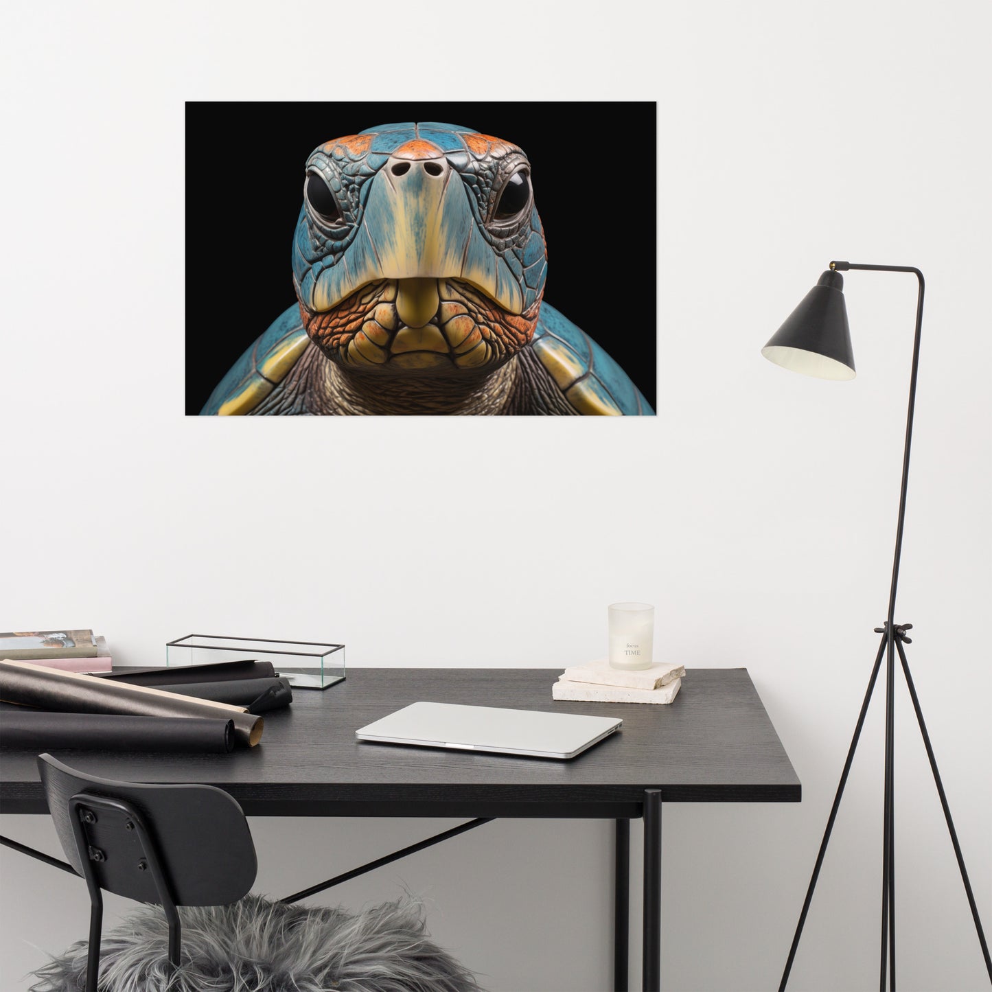 The Wise Wanderer Tortoise Coastal Photorealism - Digital Artwork Loose Art Print