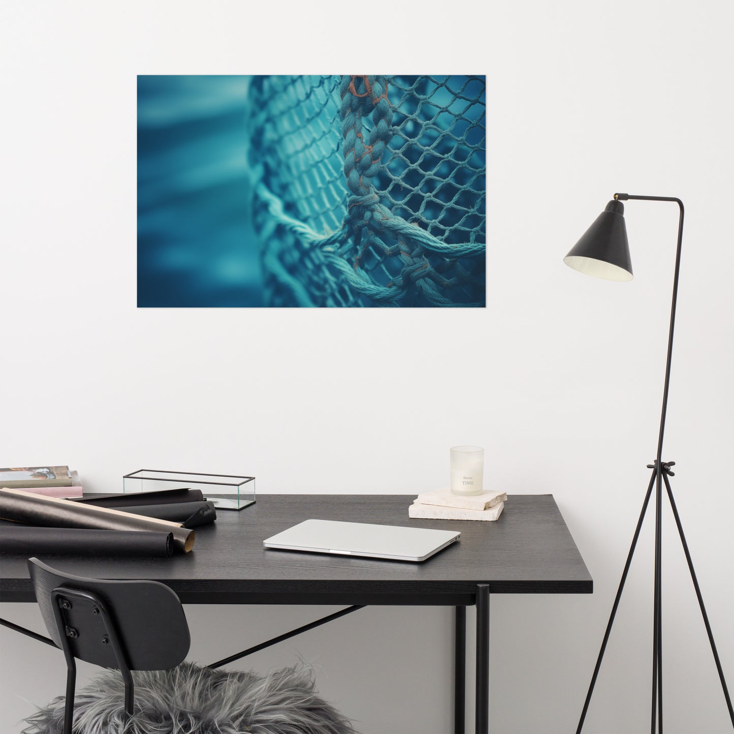 Threads of the Sea Fishing Net Abstract Photorealism - Digital Artwork Loose Art Print