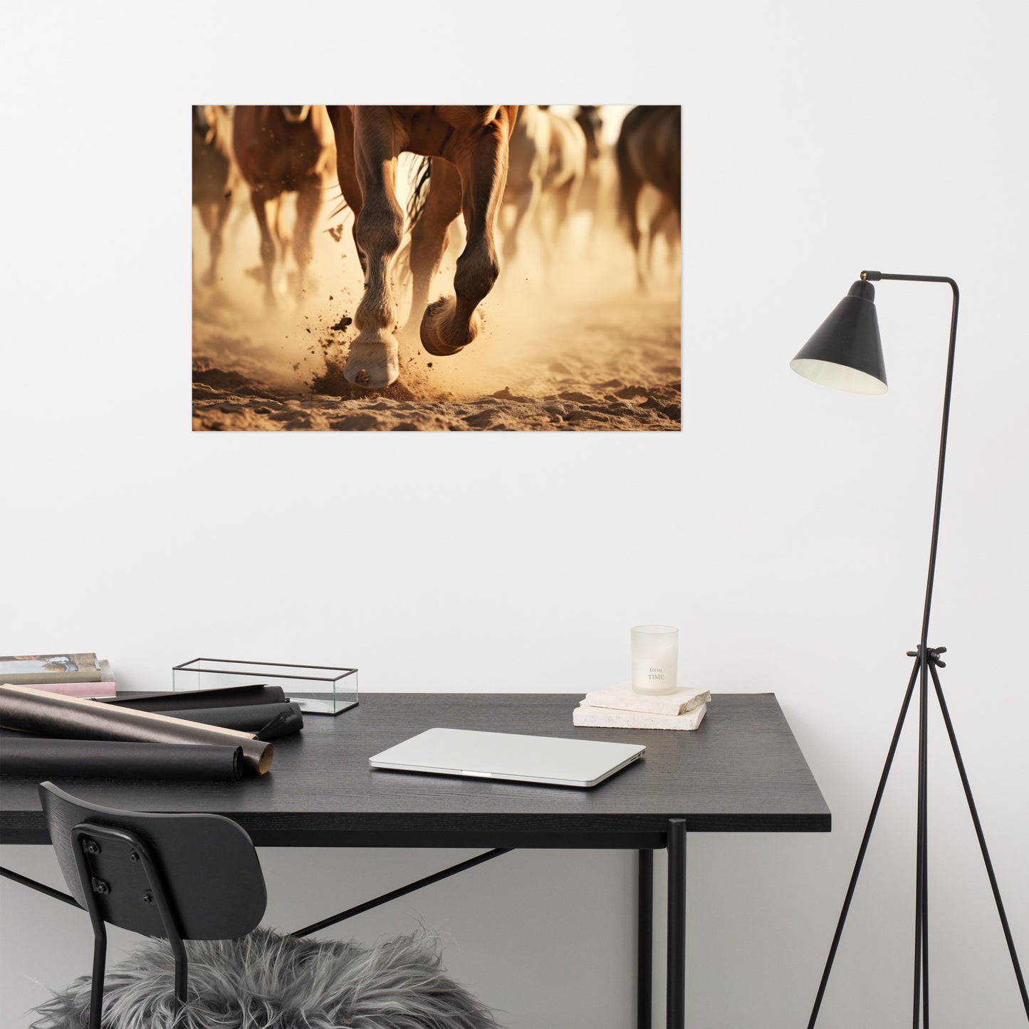 Thundering Hooves Running Horses Photorealism - Digital Artwork Loose Art Print