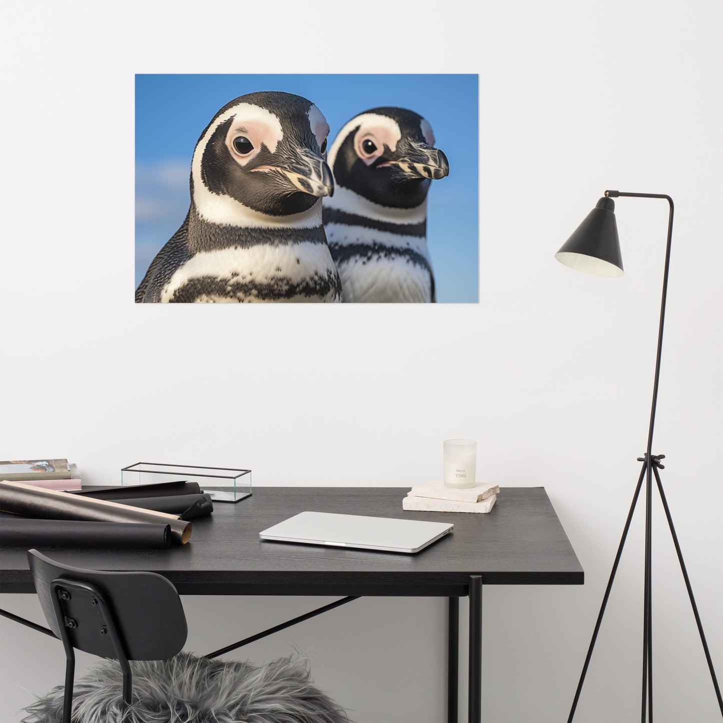 Together Forever Penguins Photorealism - Digital Artwork Loose Art Print