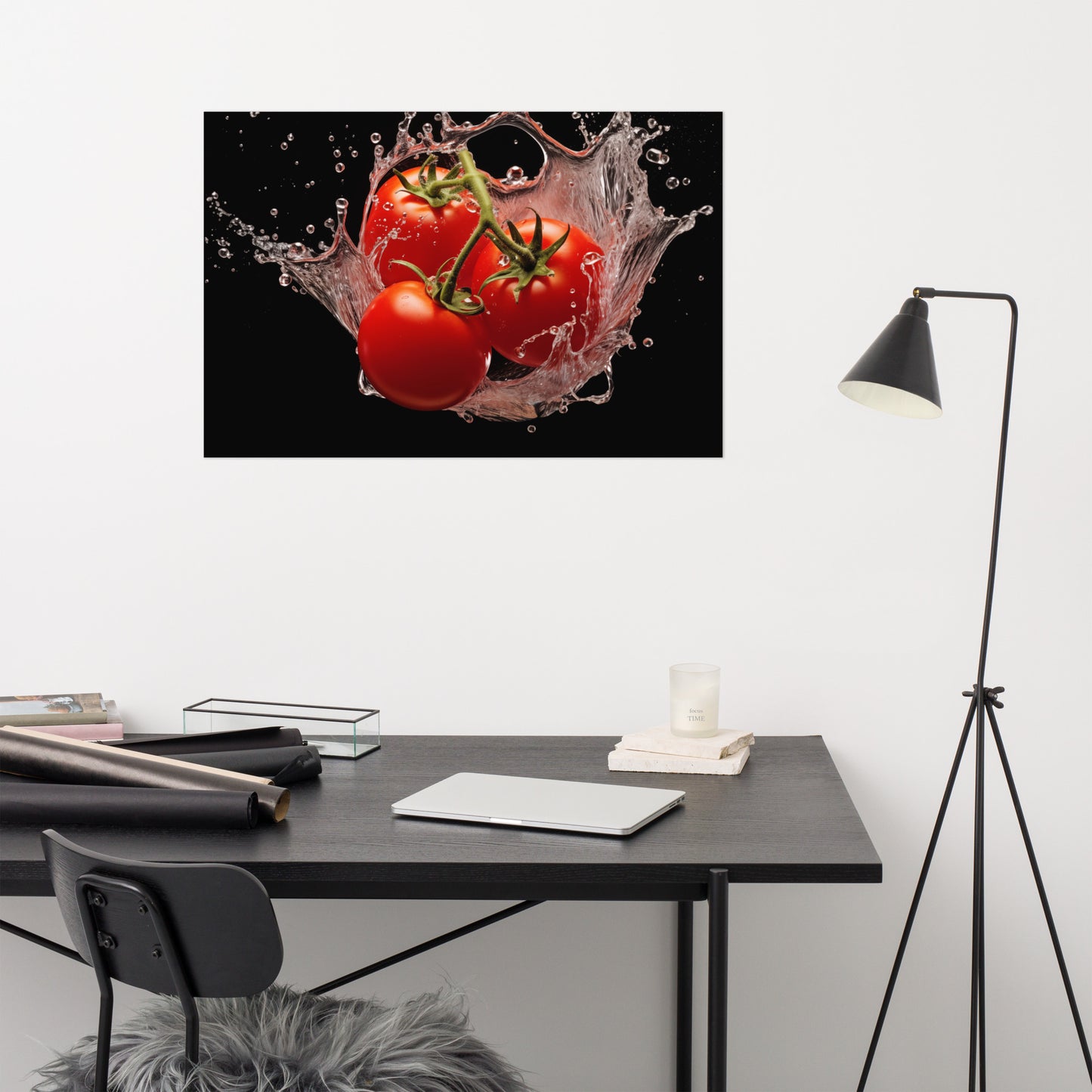 Tomato Splash - Tomatoes in Water Photorealism - Digital Artwork Loose Art Print