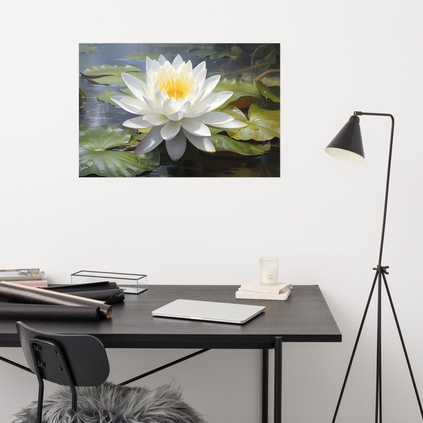 Tranquil Bloom Oil Painting - Digital Artwork Loose Art Print