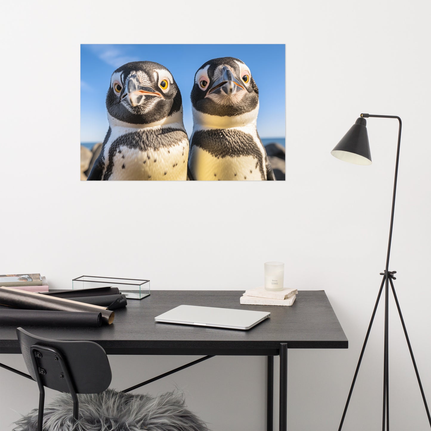 Twin Beaks Penguins Photorealism - Digital Artwork Loose Art Print