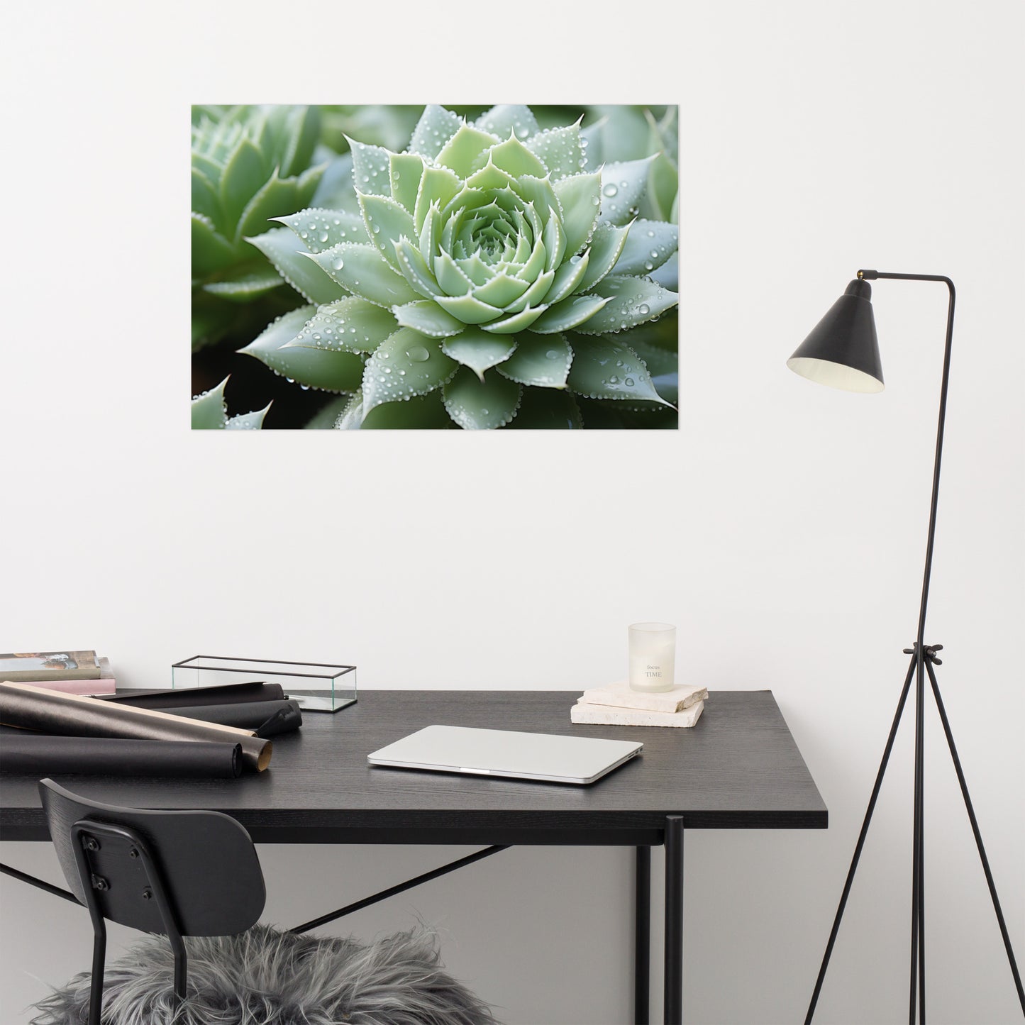 Verdant Embrace Succulent Photorealism - Digital Artwork Loose Art Print