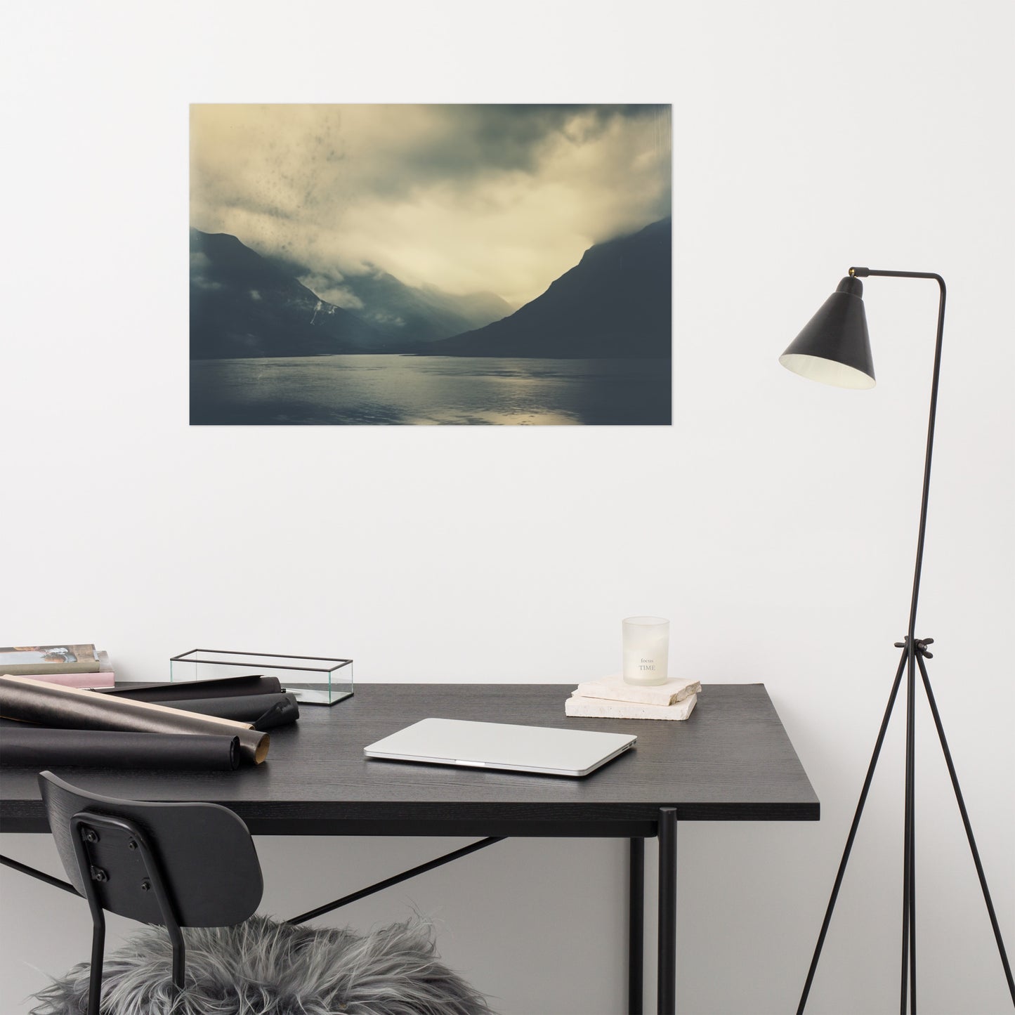 Where Rivers Meet Mountains Vintage Subdued Photorealism - Digital Artwork Loose Art Print