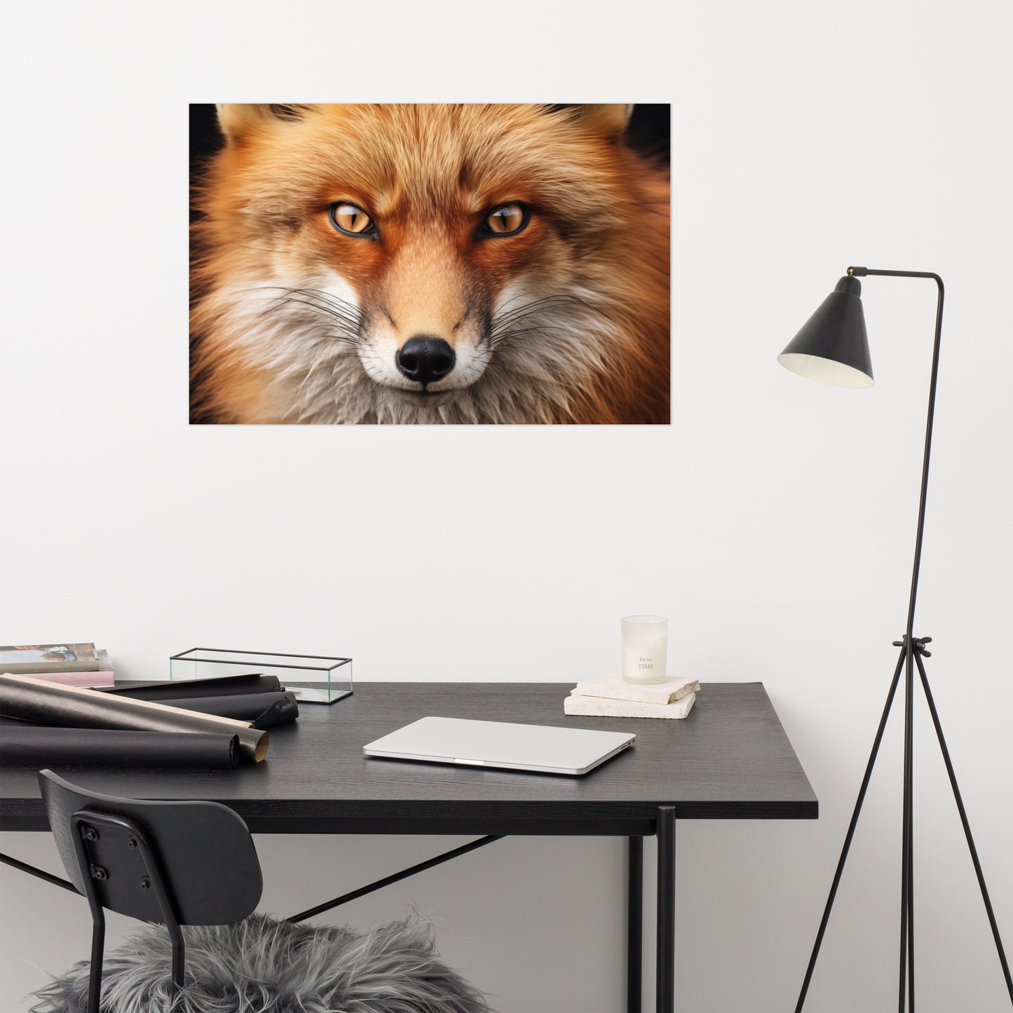 Wildfire Eyes Red Fox Portrait Photorealism - Digital Artwork Loose Art Print