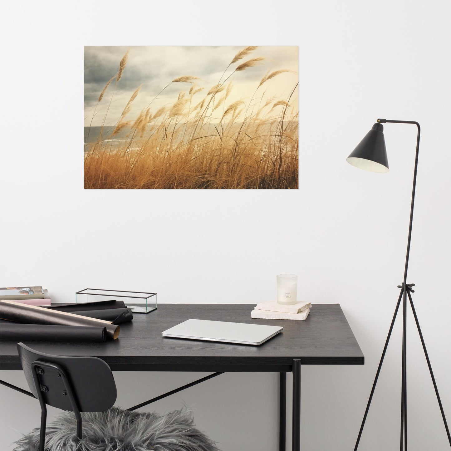 Windswept Memories Sea Grass Subdued Retro Coastal Photorealism - Digital Artwork Loose Art Print