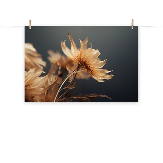 Gold Floral Wall Art: A Golden Moment Floral Photorealism - Digital Artwork Loose Art Print