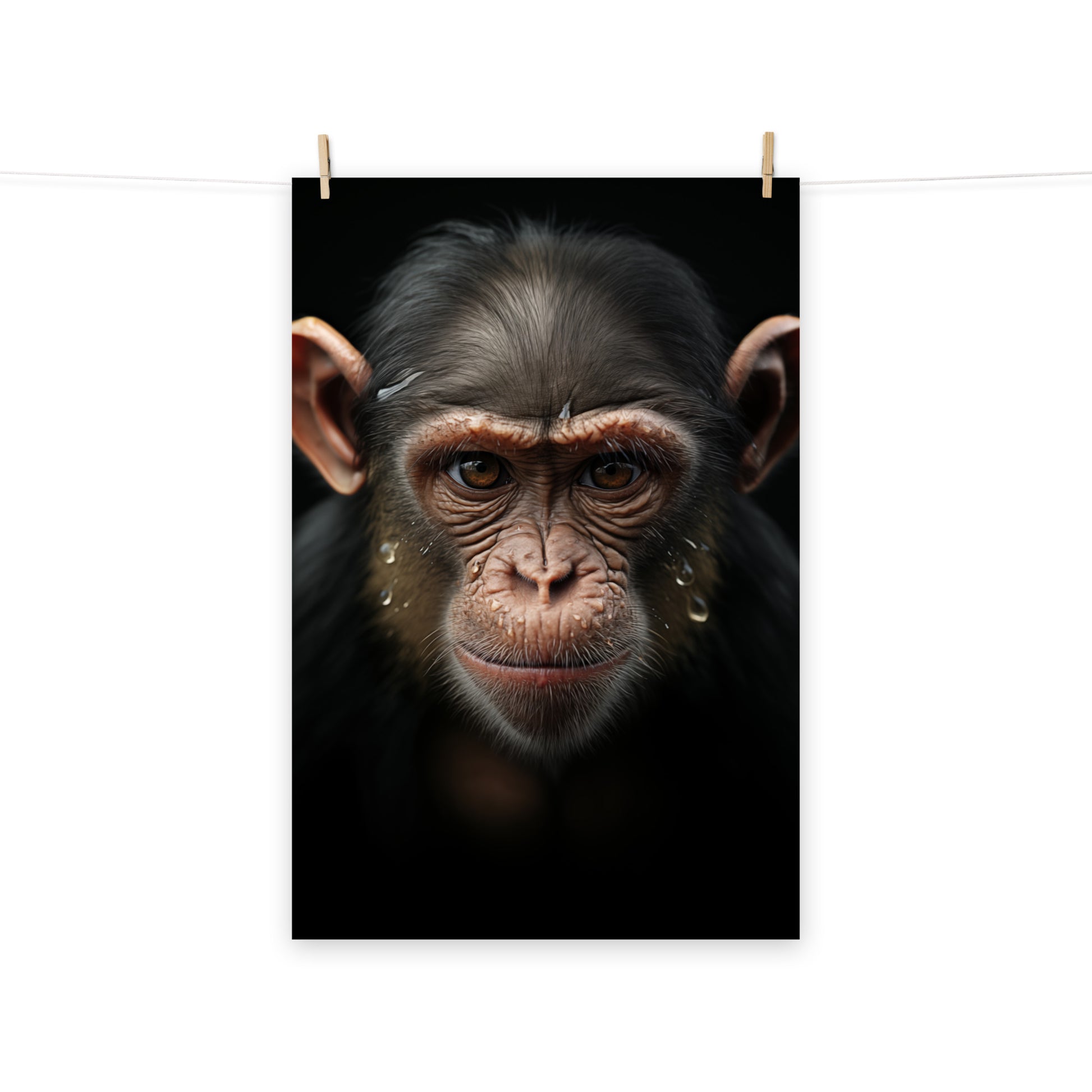 Great apes Art: "A Monkey's Portrait" - Photorealism - Digital Artwork Loose Art Print