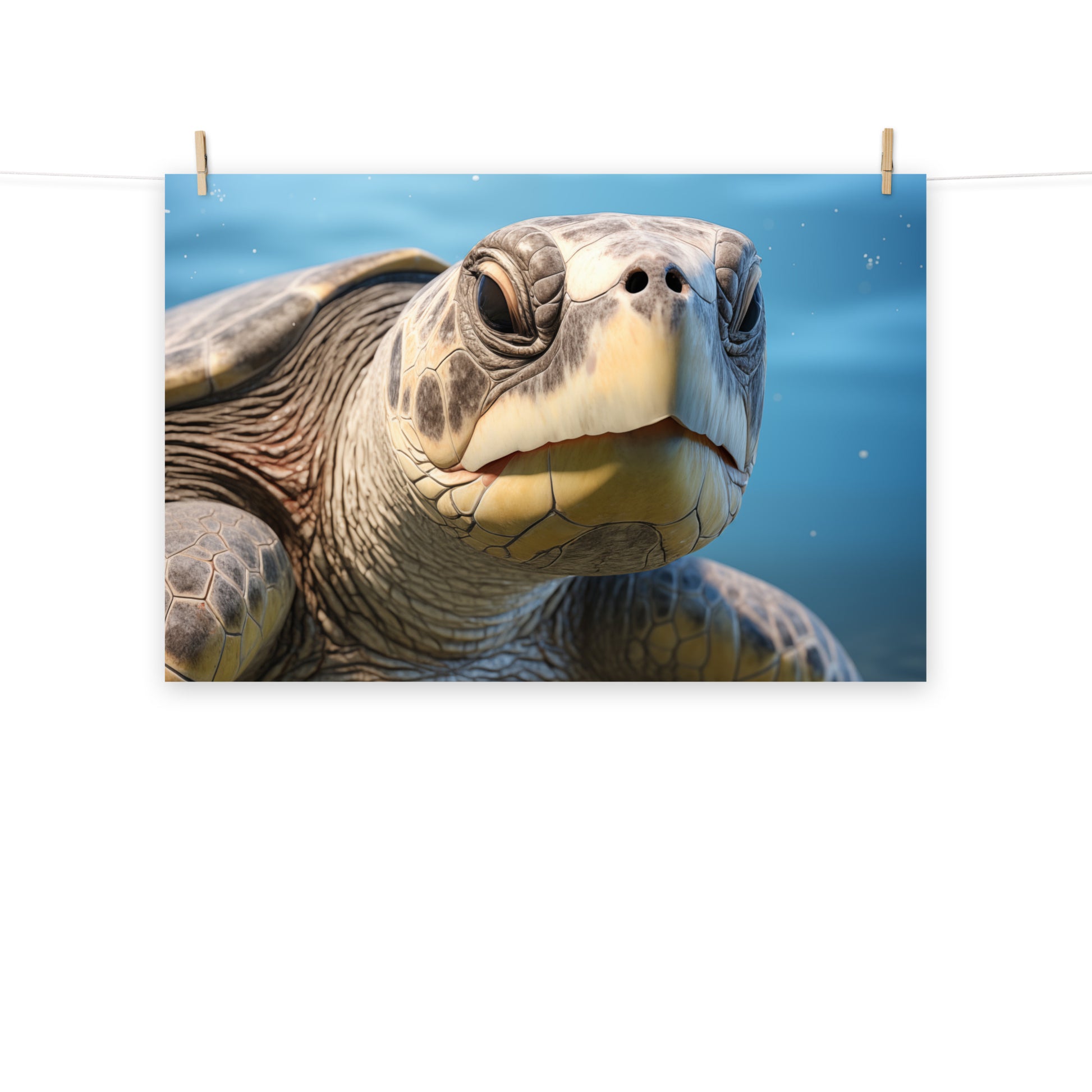 Cute Pictures For Bathroom Walls: Ancient Eyes Olive Ridley Close-up Photorealism Painting - Digital Artwork Frameable Print